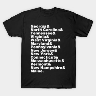 Appalachian Trail Georgia to Maine Sate List (White Font) T-Shirt